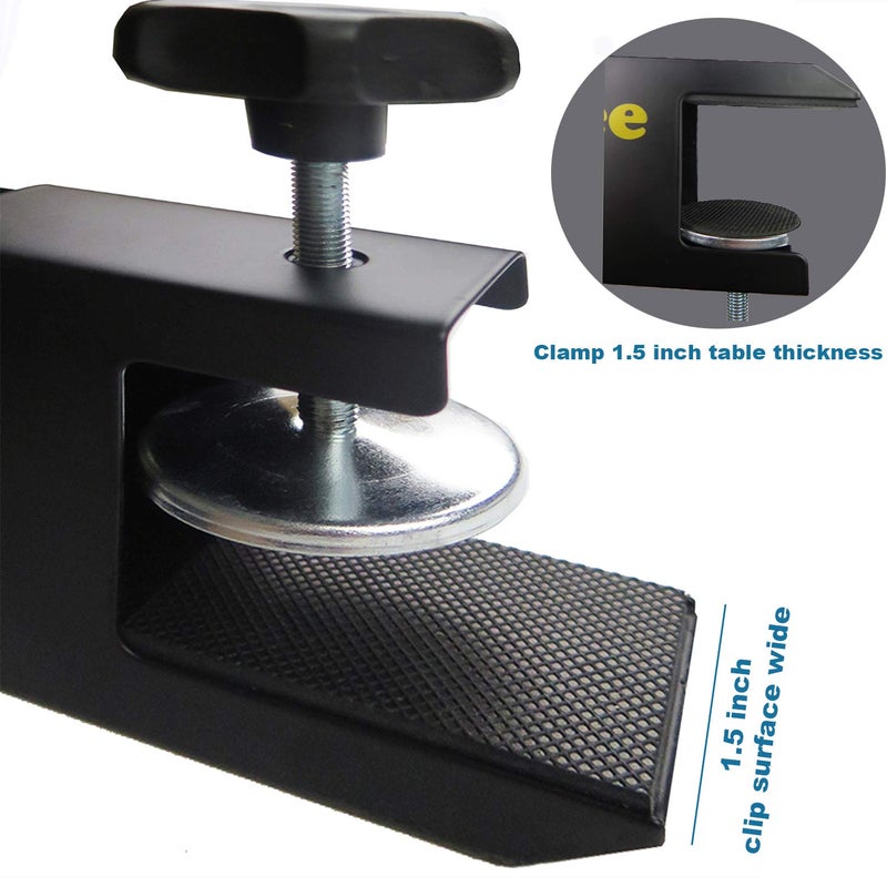 Comesee Professional Table Tennis Ping Pong Net Post Set Strength Screw Clamp with Net Clip Insert, 1.5 Inch Width Grip Holder, Tension and Height Adjustable Easy Set Up (Black) - Image 4